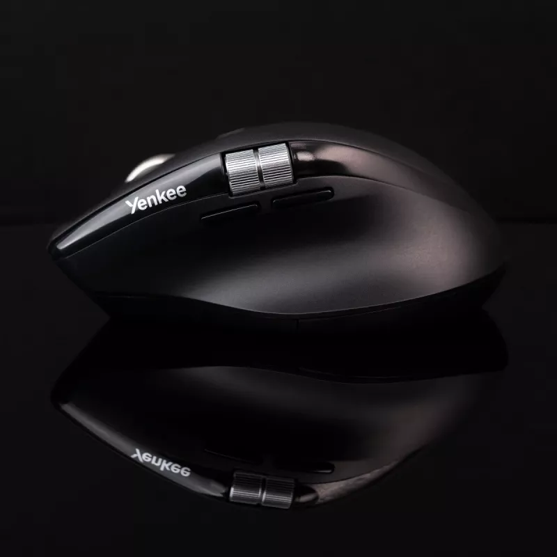 Belaidė pelė YENKEE SPIN DUAL 2095BK — kompaktiška dviejų režimų optinė pelė, modelis YMS 2095B SPIN