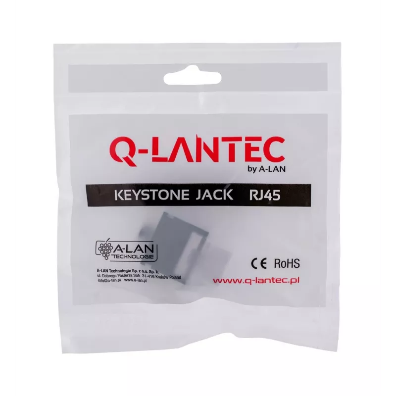 Keystone lizdas A-LAN MKB-U6-1 — RJ45 U/UTP Cat6, 22/26 AWG, juodas/baltas ABS korpusas