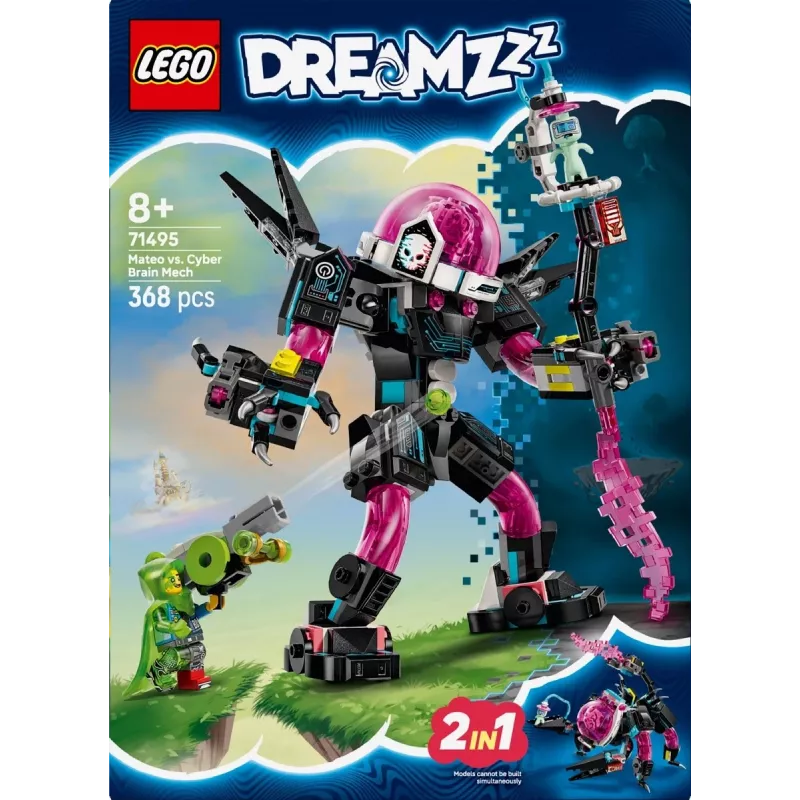 Konstruktorius LEGO 71495 Mateo vs. Cyberbrain Mech — žaidimų rinkinys su minifigūromis ir statomu mecha