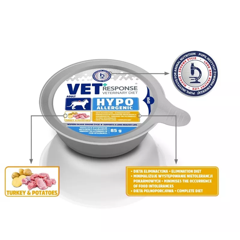 VET RESPONSE Hypoallergenic Turkey - drėgnas kačių maistas - 85g