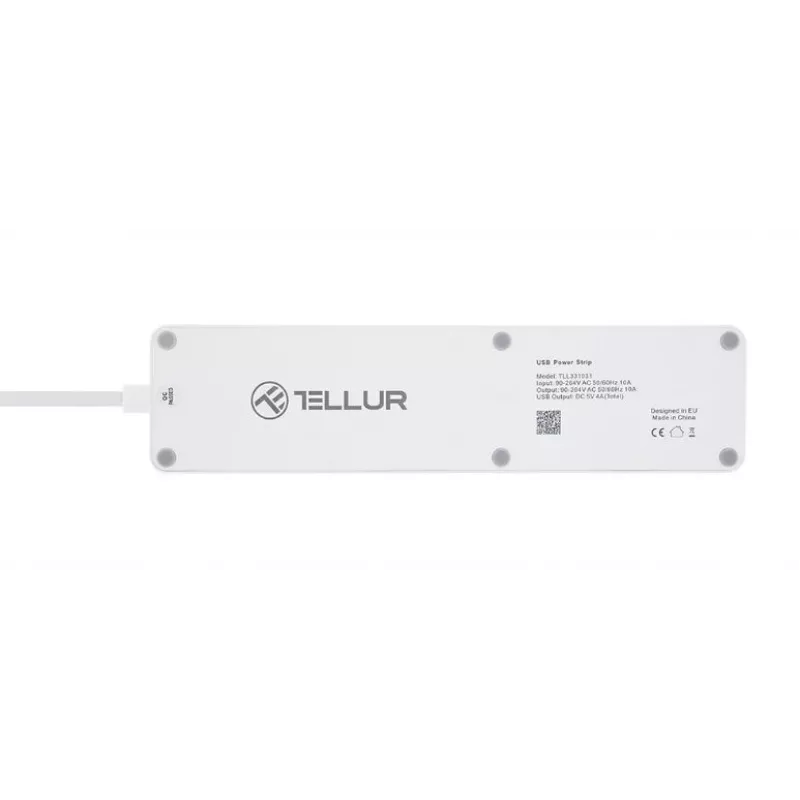 Maitinimo lizdų blokas Tellur — WiFi išmanusis maitinimo lizdų blokas su 3 AC lizdais ir 4 USB prievadais (4 A)