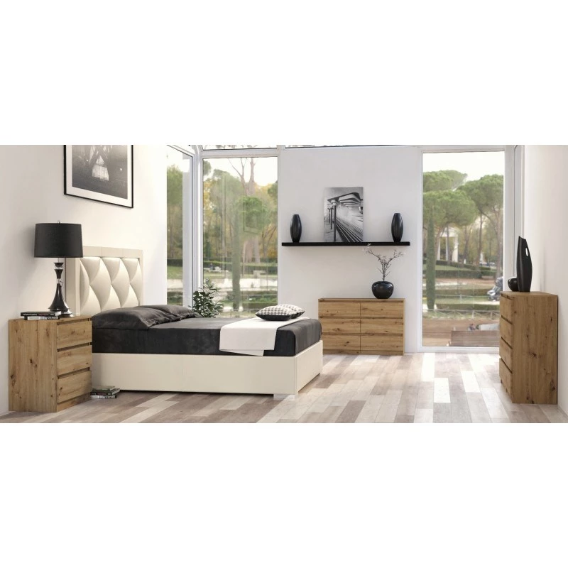 Komoda Top e shop M4 ARTISAN — 4 stalčiai, ąžuolas, 700×400×970 mm, medžio drožlių plokštė