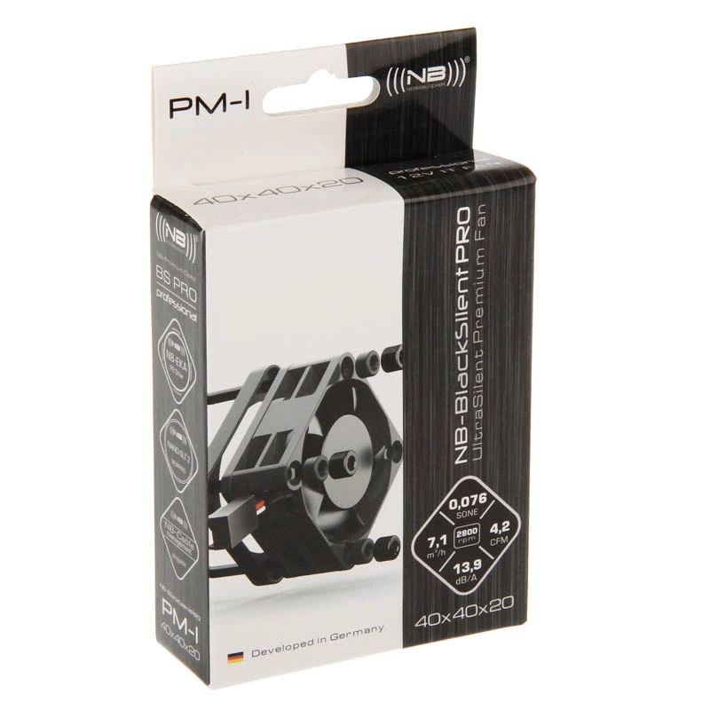 NOISEBLOCKER JuodaSilentPRO PM-1 40 mm korpuso ventiliatorius