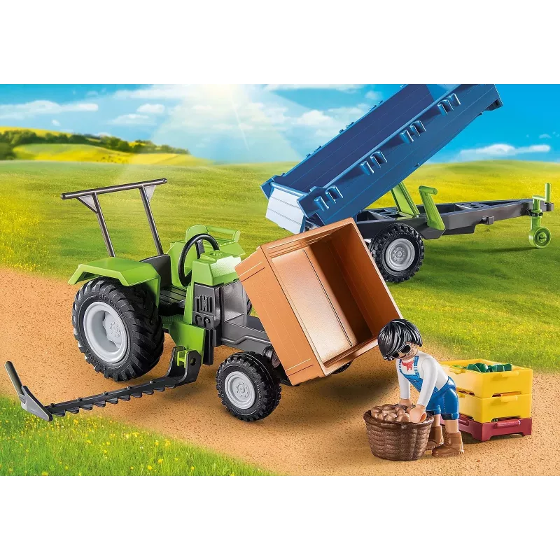 Playmobil kombainas traktorius su priekaba - Žaidimas vaidmenimis ir vaizduotei 6–9 metų vaikams - Fat Brain Toys