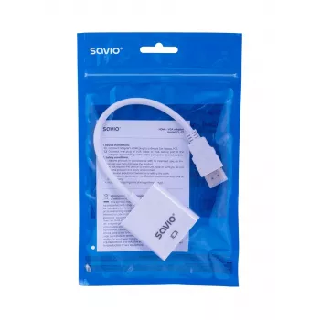 Savio CL-27B vaizdo kabelio adapteris 0.1 m HDMI Type A (Standartinis) VGA (D-Sub) Baltas