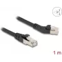 Tinklo kabelis DeLOCK RJ45 Cat.6A 45° kairinis kampinis į tiesų 1 m juodas