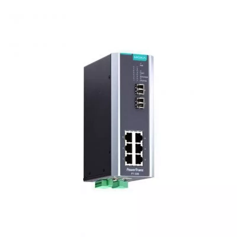 Pramoninis eterneto komutatorius MOXA PT-508-SS-LC-HV — 8 prievadai 10/100/1000 Mbps, metalinis korpusas
