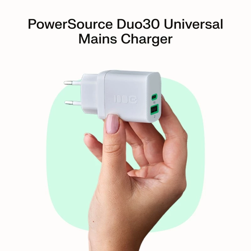 Maitinimo adapteris Green Cell PowerSource Solo30 30 W baltas — USB-C įkroviklis, 30 W išvestis