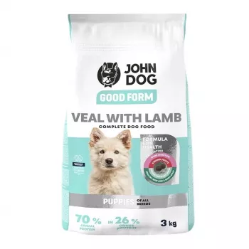 Sausas šunų maistas john dog Good Form Puppy veršiena su ėriena, šuniukų formulė, 3 kg