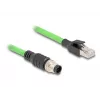 Tinklo kabelis DeLOCK M12 kabelis A koduotas 8 kontaktų kištukas į RJ45 kištukas PUR (TPU) 1 m