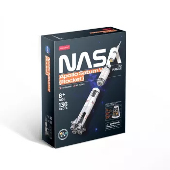 3D dėlionė cubicfun Apollo Saturn Rocket modelis — mastelio surinkimo edukacinis rinkinys
