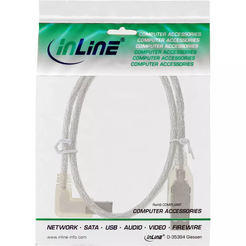Microconnect USBAB5ANGLED-L USB laidas USB 2.0 5 m USB A USB B Baltas