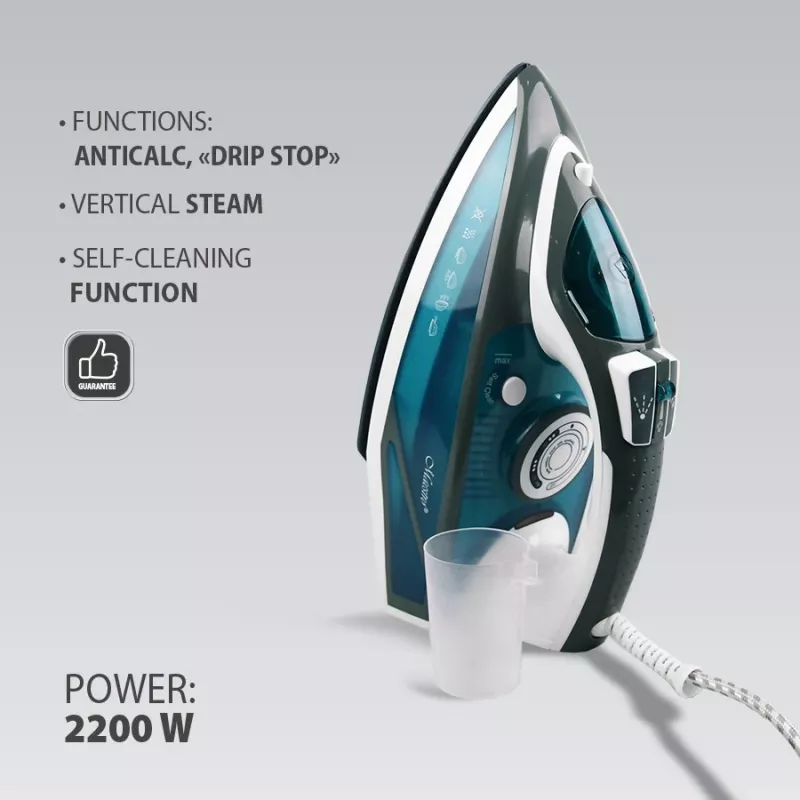Garinis lygintuvas Maestro MR-304C, 2200 W, balta/mėlyna — garinis lygintuvas namams