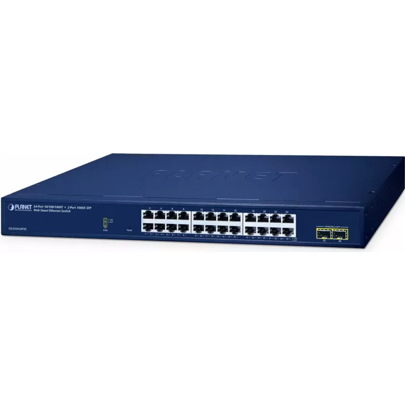 Valdomas jungiklis PLANET 24 prievadų 10/100/1000T + 2 prievadų L2 Gigabit Ethernet