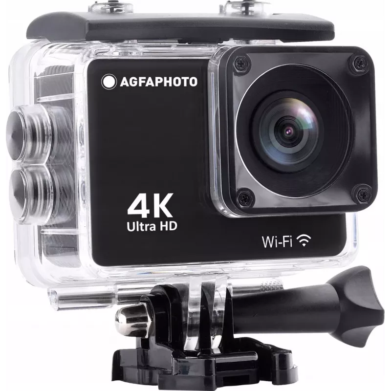AgfaPhoto Action Cam Action Cam 4K, vandeniui atspari, Wi-Fi, sulėtintas vaizdas / laiko intervalas (AC9000BK)