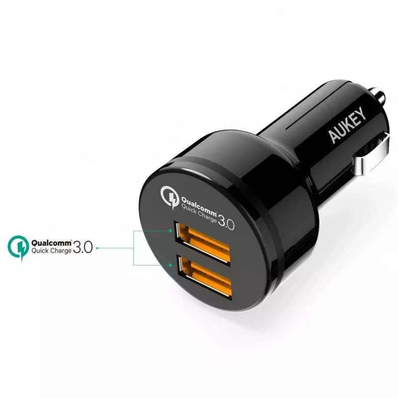 CC-T8 itin greitas automobilinis pakrovėjas 2xUSB 3.0 6A 36W + micro USB kabelis 1m