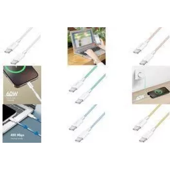 LogiLink USB 2.0 Type-C laidas C/m> C/m nailoninis 60W mėlynas - Laidas - Skaitmeniniai/duomenys (CU0351)