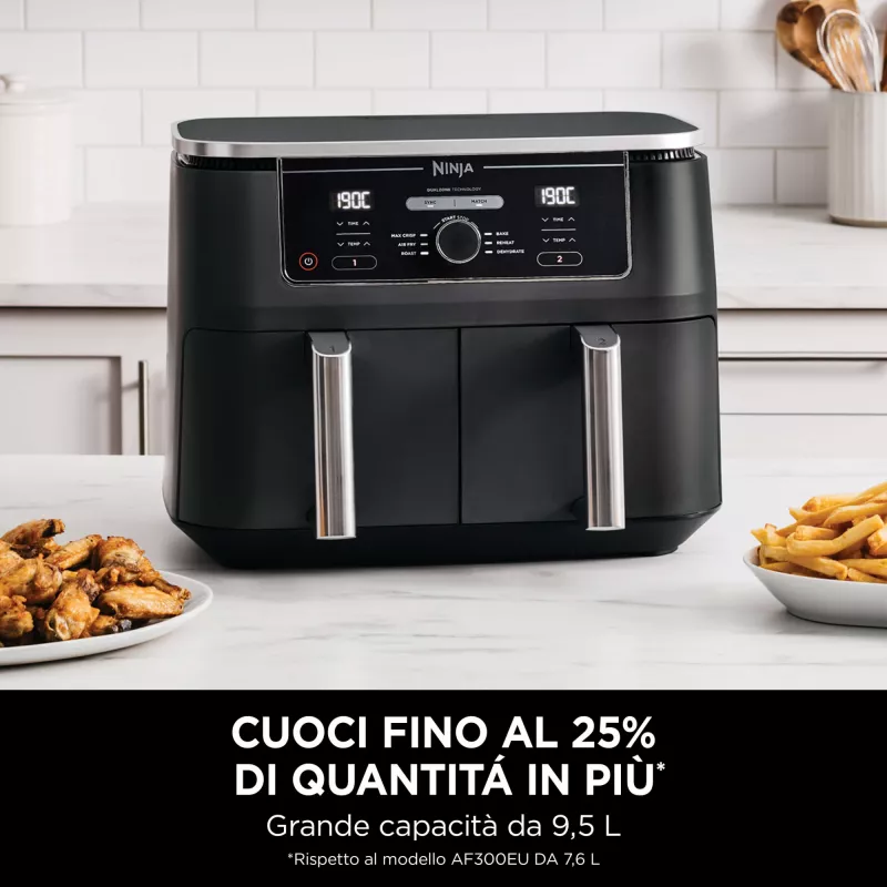 Ninja AF400EU keptuvė Dviguba 9,5 L Atskira 2470 W Karšto oro keptuvė Juoda