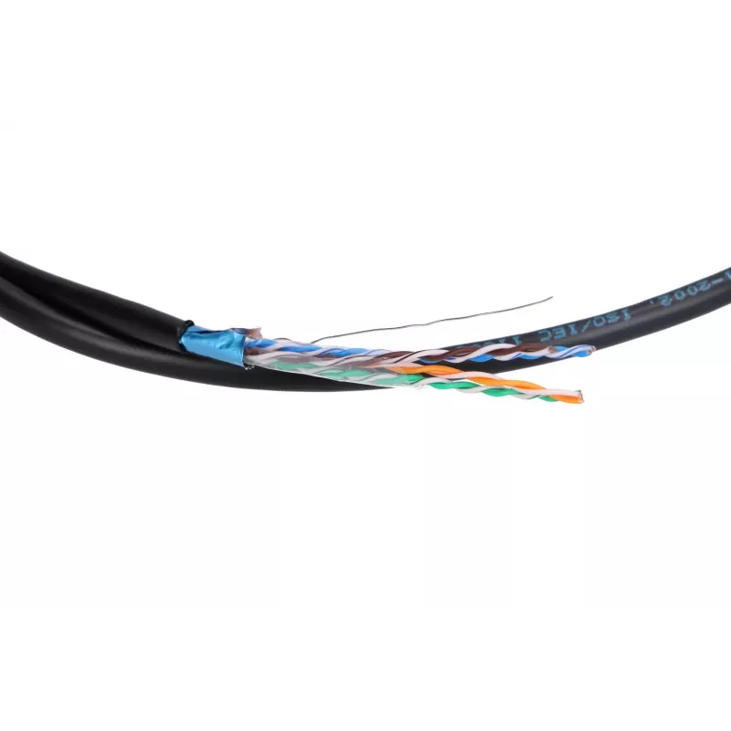 Tinklo kabelis Extralink vytos poros CAT5E FTP (F/UTP) V2 Outdoor 305 m juodas