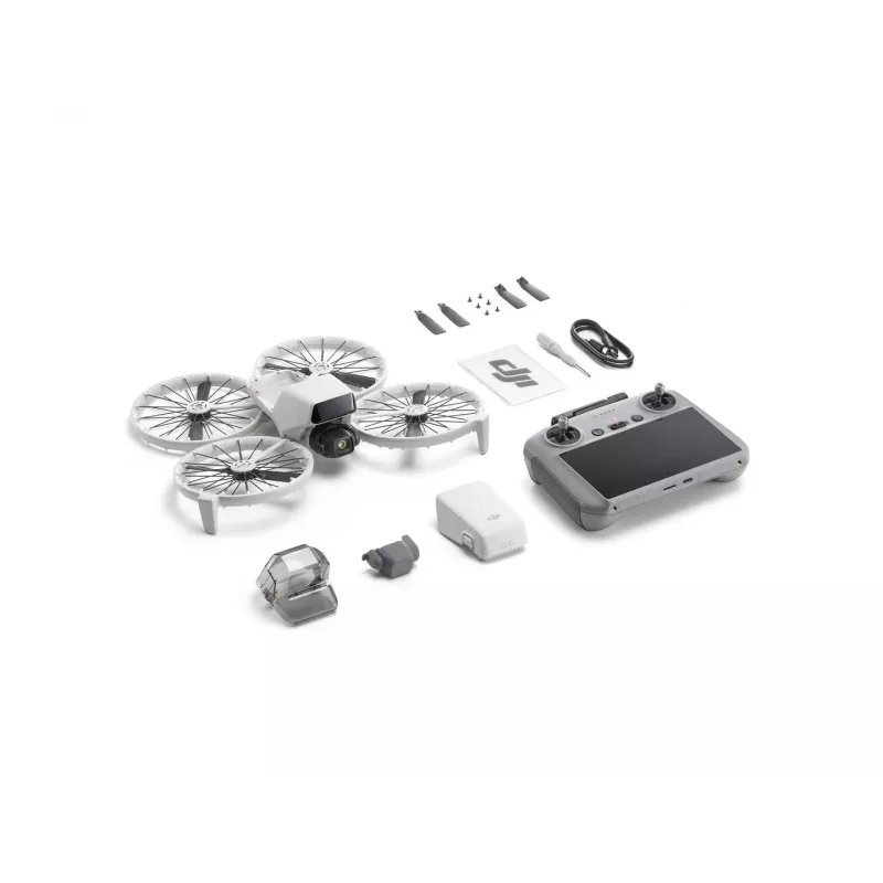 Dronas DJI Flip 4 su 48 MP kamera, 4K (3840x2160), 3110 mAh baterija, 16 m/s, 14 000 m nuotolis, 4 rotoriai, 0,249 kg, juoda/balta