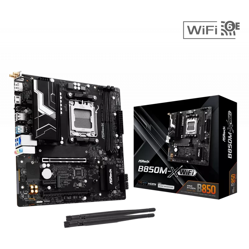 Pagrindinė plokštė ASRock B850M Rock WiFi AM5 mATX DDR5 su HDMI ir DisplayPort
