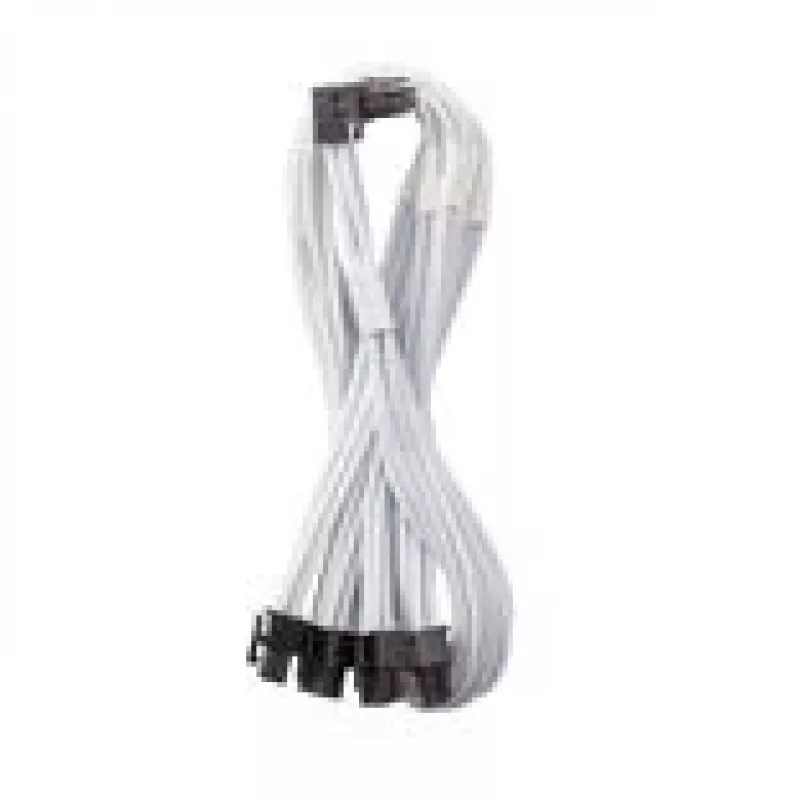 “CableMod C-Series Pro” maitinimo laidas, A variantas, 90°, 16 kontaktų į 4×8 kontaktų PCIe, baltas