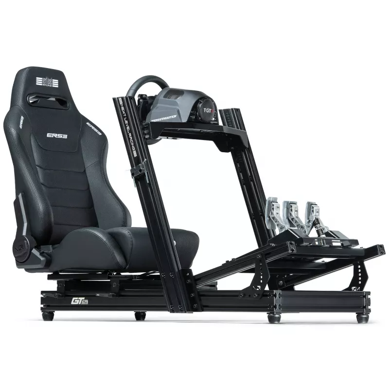 Lenktyninio stiliaus atlošiama sėdynė Next Level Racing ERS3 Elite Premium — juoda PU oda, atlošiama atlošas, suderinama su kokpitu/grindų montavimu