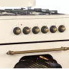 Dujinė-elektrinė viryklė MPM MPM-56-KRM-14, 56 cm, 4 dujų degikliai, elektrinė orkaitė, kreminė