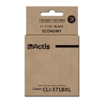 Rašalo kasetė ACTIS KC-571BK Juoda — suderinama Canon, pigmentinis rašalas 12 ml, standartinės talpos, vienetinis paketas