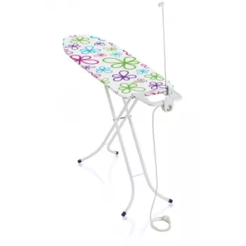 Viso dydžio lyginimo lenta Leifheit Classic M Basic Plus 72579 — reguliuojamas aukštis 76–96 cm, lenta 1200×380 mm, lygintuvo laikiklis, sulankstoma, balta