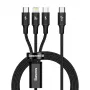 Baseus Rapid 3-in-1 USB laidas 1,5 m USB A USB C/Micro USB A/Lightning juodas