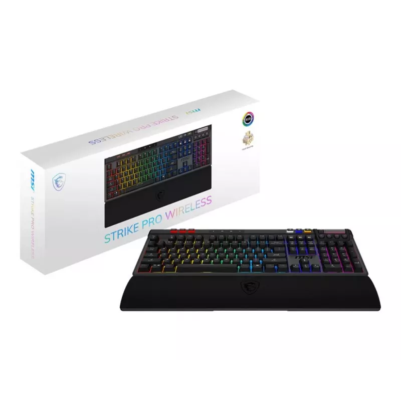 Mechaninė žaidimų klaviatūra MSI Strike Pro W Silent US išdėstymas RGB apšvietimas, laidinė, taktiliniai tylūs jungikliai