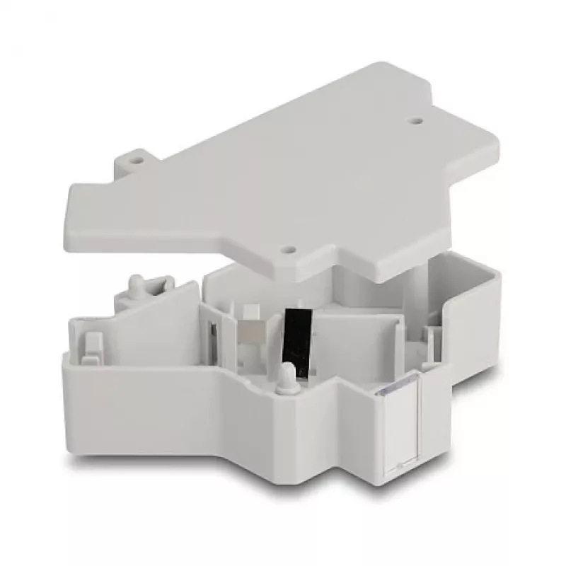 Snap-in Keystone Holder for DIN rail DELOCK 67043 — plastic, grounded, 60×88.2×21.5 mm, Pilka