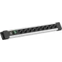 Maitinimo lizdų juosta Bachmann CONNECTUS su 9× CEE7/3 lizdais, 1× jungikliu, 2,0 m laidu, CEE7/7 kištuku, pilka