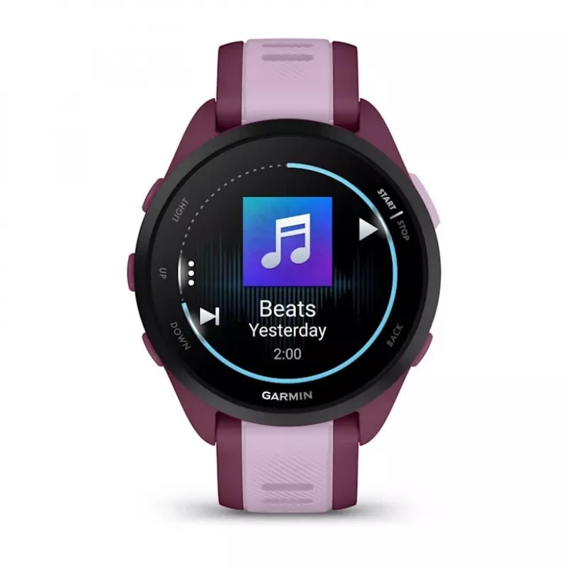 Išmanusis laikrodis GARMIN Forerunner 165 Music, 43 mm polimerinis korpusas, 1,2 colio AMOLED 390x390, GPS/GLONASS/Galileo, 5 ATM, 11 dienų baterija
