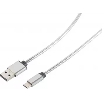 USB laidas S/CONN 14-12001 USB 2.0 1 m USB A USB C sidabrinis