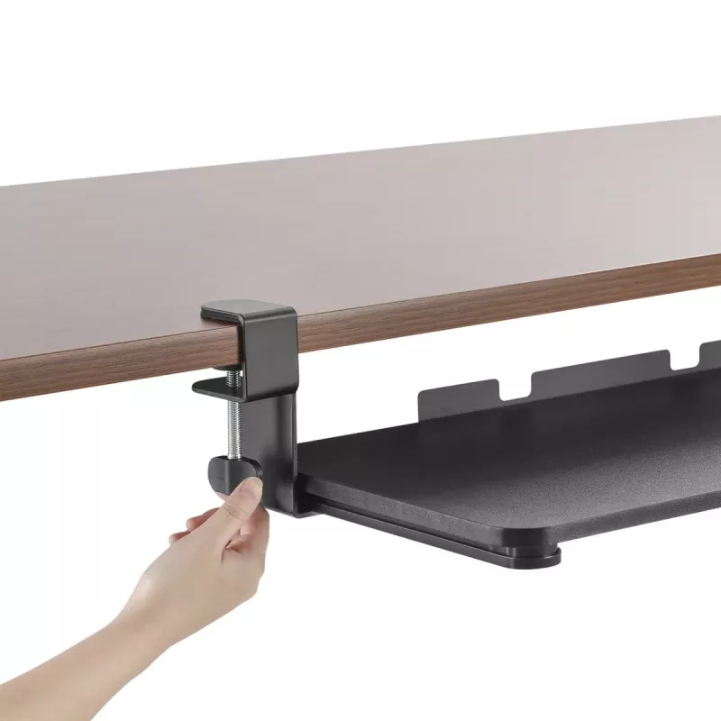 Maclean MC-839 slydimo platforma klaviatūrai | Po stalu esantis stalčius klaviatūrai ir pelei | Užspaudžiamas klaviatūros padėklas | Ergonomiškas darbo vietos sprendimas