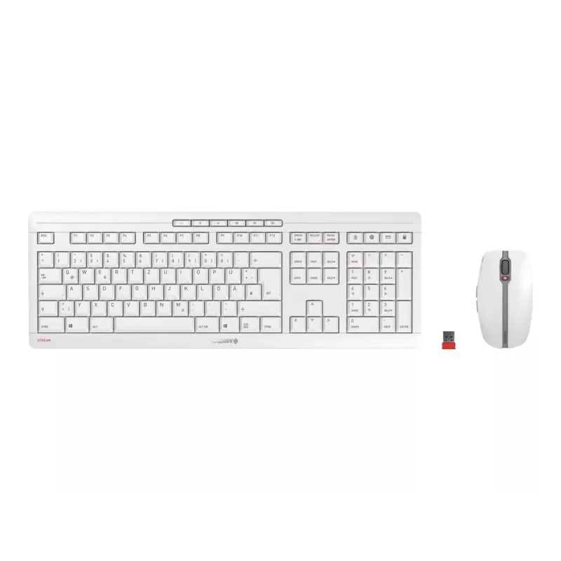 CHERRY Stream Desktop klaviatūra, pelė įtraukta, biurui, belaidė RF, QWERTZ, vokiečių, balta