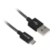 USB 2.0 laidas, USB-A kištukas > „Micro-USB“ kištukas (juoda/pilka, 0,5 metro, aptrauktas)