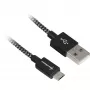 USB 2.0 laidas, USB-A kištukas > „Micro-USB“ kištukas (juoda/pilka, 0,5 metro, aptrauktas)