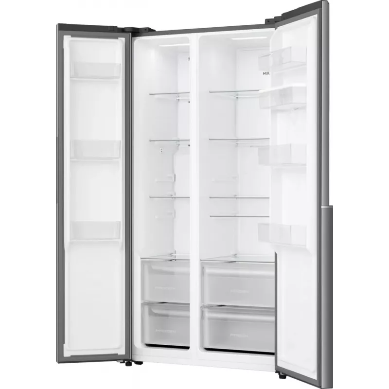 Gorenje HZF55082 NRS917E41XWD G400, Pastatomas, Amerikietiškos durys, Pilka, 2 durys (-ų), Jutiklinis, LED