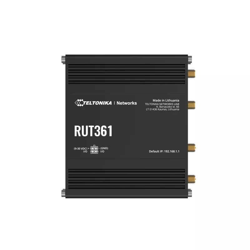Teltonika pramoninis 4G LTE maršrutizatorius RUT361 Cat 6 LTE, WiFi 4, 2x RJ45 100 Mb/s, IP30