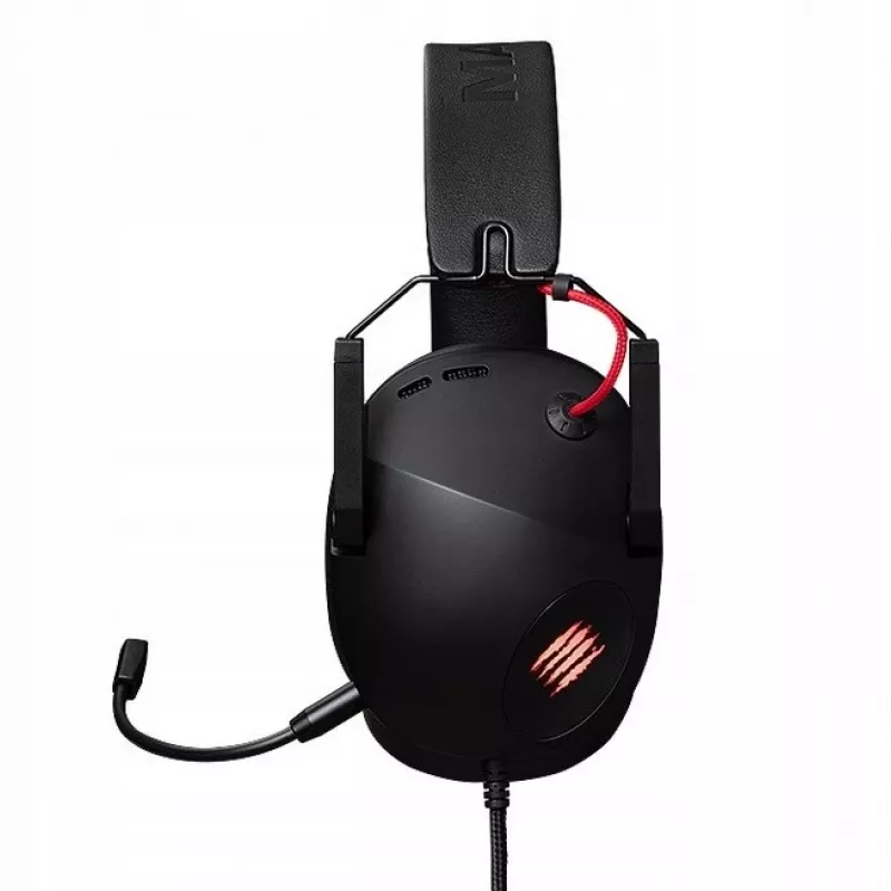 Laidinės žaidimų ausinės mad-catz P.I.L.O.T. 5 — binauralinės, virtualus 7.1 garsas, 50 mm garsiakalbiai, RGB apšvietimas, USB, 2 m laidas, vienkryptis mikrofonas