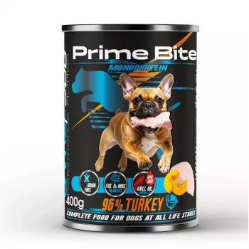 PRIME BITE Monoprotein Turkey with pumpkin - šlapias šunų maistas - 400g