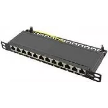 LogiLink - sujungimo skydelis - montuojamas į stelažą - RJ-45 X 12 - juoda, RAL 9005 - 0,5U - 25,4 cm (10)