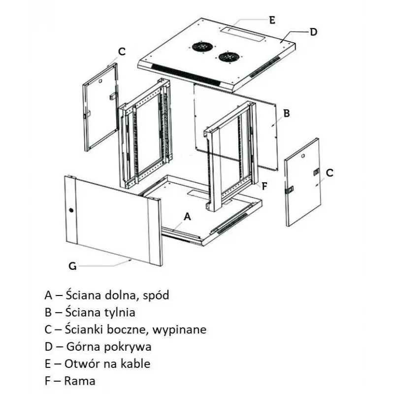 Prie sienos tvirtinama spinta Extralink Rackmount cabinet 6U 10 colių Pilka Užrakto užraktas Kabelių valdymas