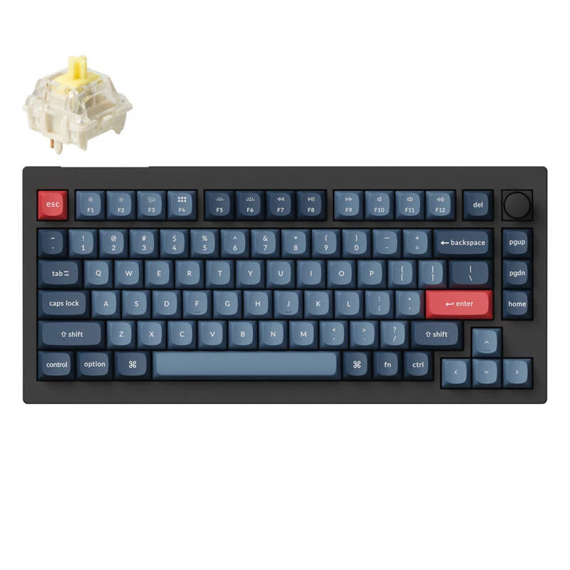 Keychron V1 Max klaviatūra universali USB RF belaidė Bluetooth juoda pilka 75% mechaninė