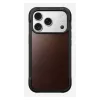 Mobiliojo telefono dėklas Nomad Rugged Leather Case, skirtas iPhone 17 Pro, 6,3 colio (16 cm), rudas, oda/TPU/aliuminis