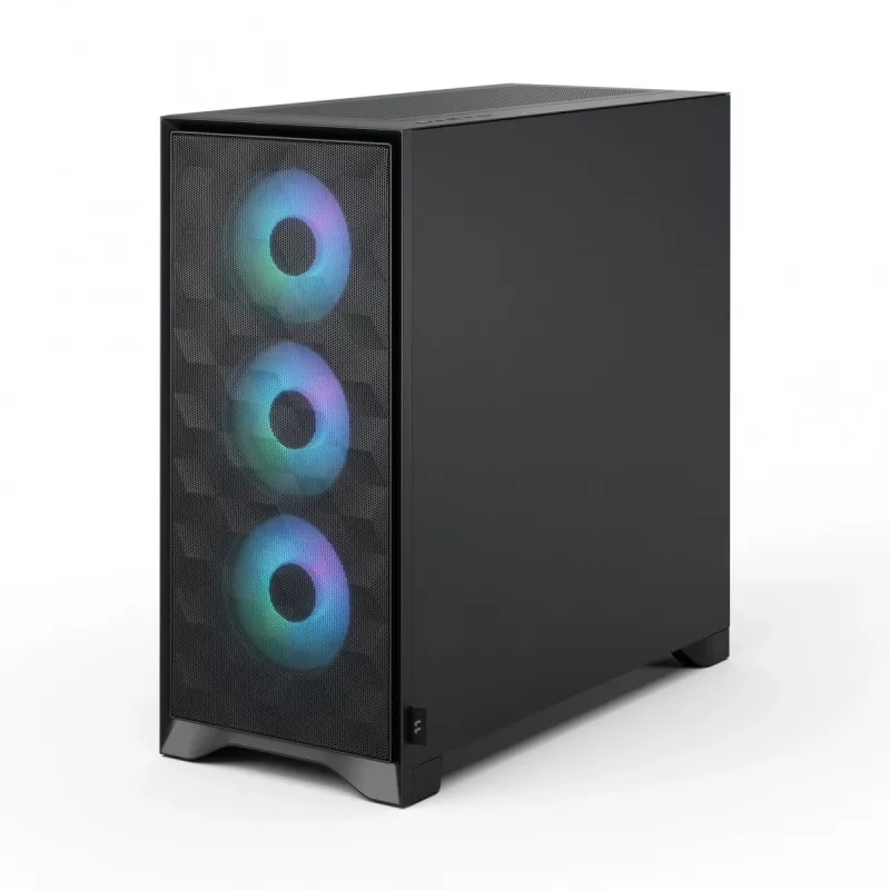 Fractal Design Pop 2 Air Juoda Solid vidutinio dydžio kompiuterio korpusas — ATX palaikymas, 3x 120 mm priekiniai ventiliatoriai, 2,5/3,5 colio diskų nišos, 215×481×462 mm