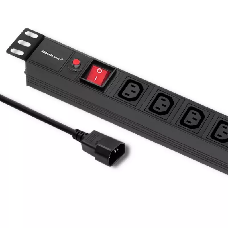 Qoltec 53998 maitinimo juosta RACK 19 | 1U | 10A | PDU | 8xIEC C13 | 2m